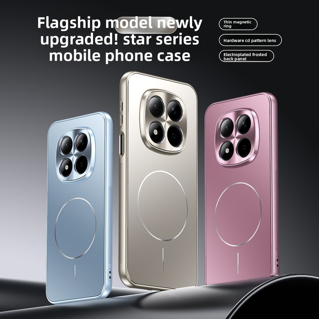 เคสโทรศัพท์สําหรับ Redmi K80 K90 Pro Max / Note 15 Pro Plus / K80 Ultra Magnetic Frosted เลนส์โลหะปกป้องปลอก TPU + PC ฝาครอบไฟฟ้า