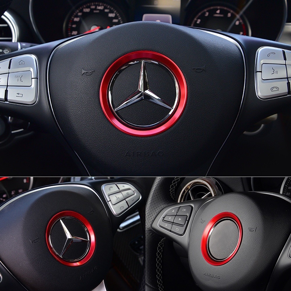 สําหรับ Mercedes-Benz W212 W246 W204 C117 W166 X204 ABCES Class GLC CLA GLA พวงมาลัยป้ายแหวนตกแต่ง S