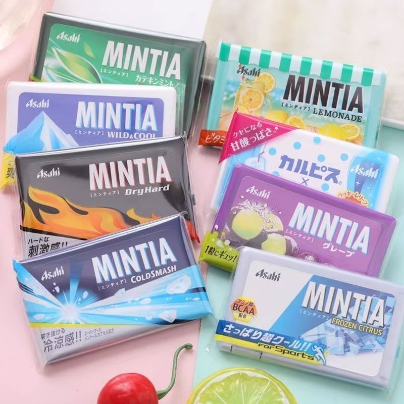 ญี่ปุ่น Asahi Asahi ลูกอมมิ้นต์ปราศจากน้ําตาล MINTIA Cool Cool Fresh Breath Kiss ลูกอมแคลอรี่ต่ํา 3.