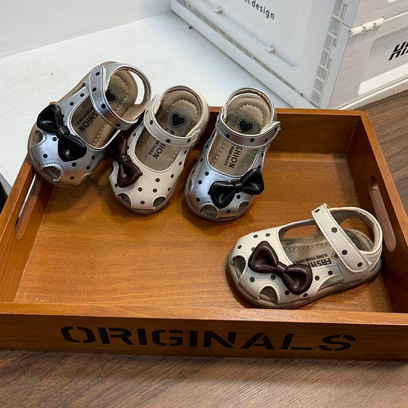 Baby Toddler Shoes Polka Dot Sweet Princess Shoes Soft Bottom Comfortable Peep Toe Shoes Beach Style