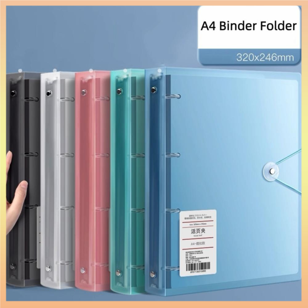 พลาสติกแฟ้มสํานักงาน Binder แฟ้มข้อมูล 4 หลุมกันน้ํา A4 Binder โฟลเดอร์สําหรับองค์กรสํานักงานอุปกรณ์