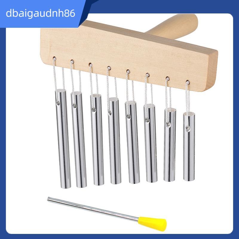 READY STOCKหลอดอลูมิเนียม Windchime Chimes Bells Hand Held Bar Bells 8 Tone Bar Chimes Birch Wood So