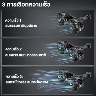 พัดลมในรถยนต์ พัดลม USB ในรถยนต์ ปรับได้ 360 องศา พัดลมคู่ พัดลมUSB ความเร็วลม 3 ระดับ พัดลมไร้เสียง พัดลมรถยนต์แบบพกพา