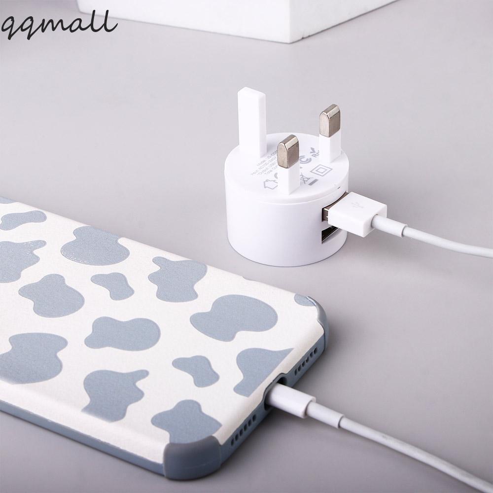 QQMALL Dual Usb Round Charger 5V 2.1A Universal Quick Charge Mini Adapter Travel Charger Charger Cha