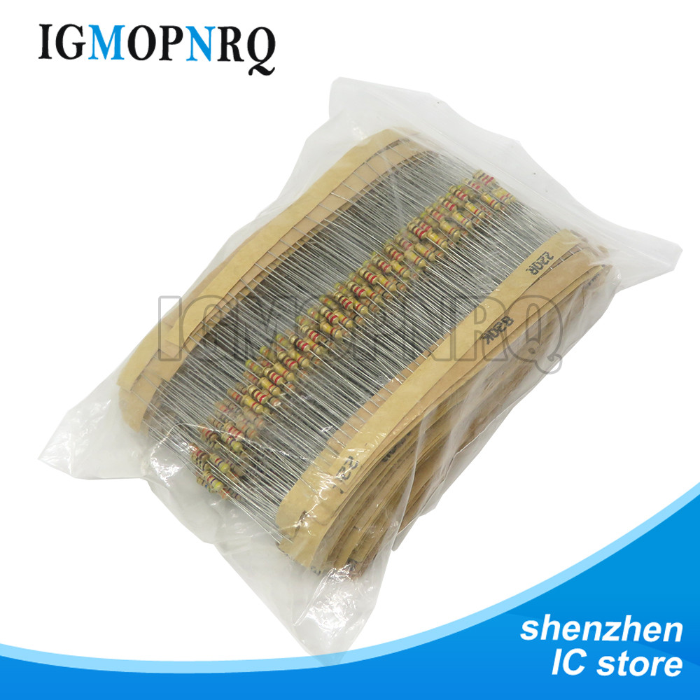 860 ชิ้น Carbon Film Resistor Kit 1/4W 5% ตัวต้านทานชุดสารพัน 43 ค่า * 20 ชิ้นความต้านทาน 1R - 1M Oh