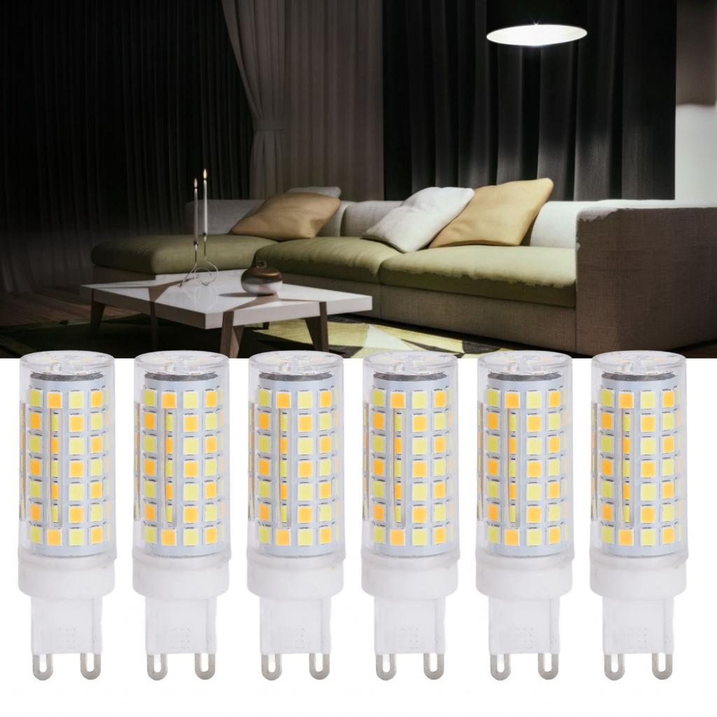 หลอดไฟ LED G9 90LED หรี่แสงได้ 9W 220V 6 ชิ้นประหยัดพลังงานสีขาวนวลสำหรับเพดาน