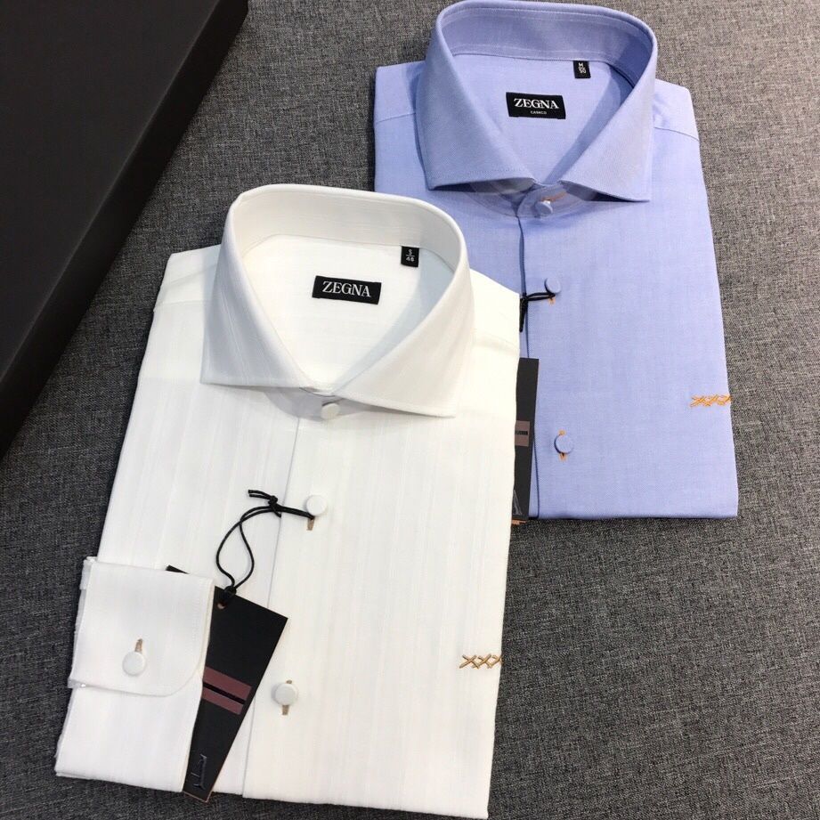 IBO0 Zegna Long-sleeved white shirt for men, business groomsmen slim-fit non-iron white professional