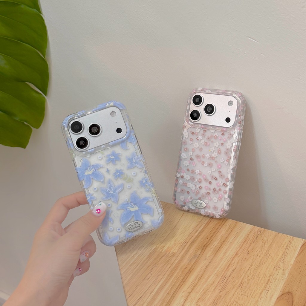 สําหรับ IPHONE 17 16 15 PROMAX Shell Lily Floral ins ปลอกอะคริลิคใสเคสป้องกันฝาครอบ