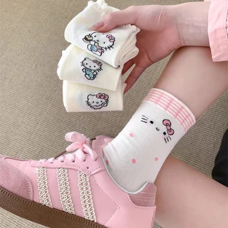 Shows. ถุงเท้าแฟชั่นข้อยาว น้องแมว สำหรับผู้หญิง ผ้าดีสีสวย