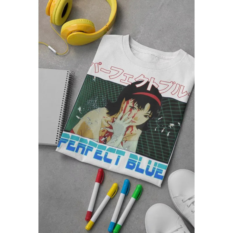 เทรนด์สินค้า คอสเพลย์ เสื้อยืด Perfect Blue สีน้ำเงินกลาง ของขวัญ สยองขวัญ อนิเมะ มังงะ Perfect Blue