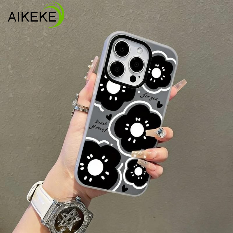 Simple ดอกไม้สีดําเคสโทรศัพท์สําหรับRealme C30 C30S C25 C25Y C25S C21 C21Y C20 C20A C17 C15 C12 C11 