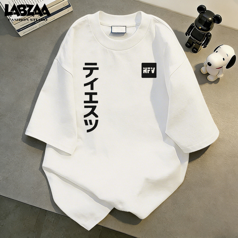 【จัดส่งจากกรุงเทพฯ】LABZAA เสื้อยืดแขนสั้นคอกลม🔥วินเทจฟอกน้ำ ลวดลายแฟชั่น Oversized ระบายอากาศ ผ้าฝ้าย 100% YG4718