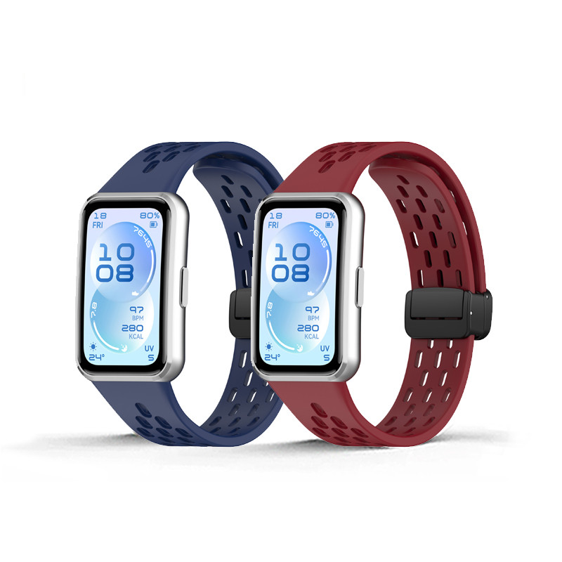 ซิลิโคนกีฬาแม่เหล็กสายคล้องคอสายรัดข้อมือกันน้ําสําหรับ Huawei Band 11/11 Pro NFC สร้อยข้อมือวงนุ่มอุปกรณ์เสริมห่วง