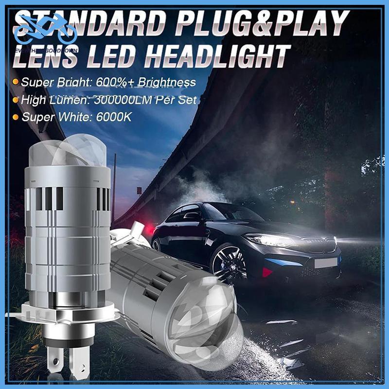 EVER H4 6500K M01F Mini LED โปรเจคเตอร์เลนส์รถหลอดไฟไฟหน้าอัตโนมัติ Turbo โคมไฟ Canbus Plug Play Dua