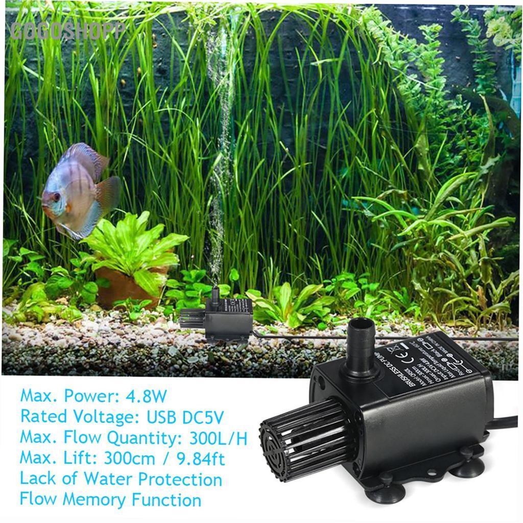 Gogoshopp Decdeal มินิ USB ที่เงียบสงบเป็นพิเศษ DC5V 4.8W 300L/H ยก 300 ซม.ปั๊มน้ำแบบไม่มีแปรงน้ำพุจุ่มกันน้ำพร้อมฟังก์ชั่นปรับการไหล