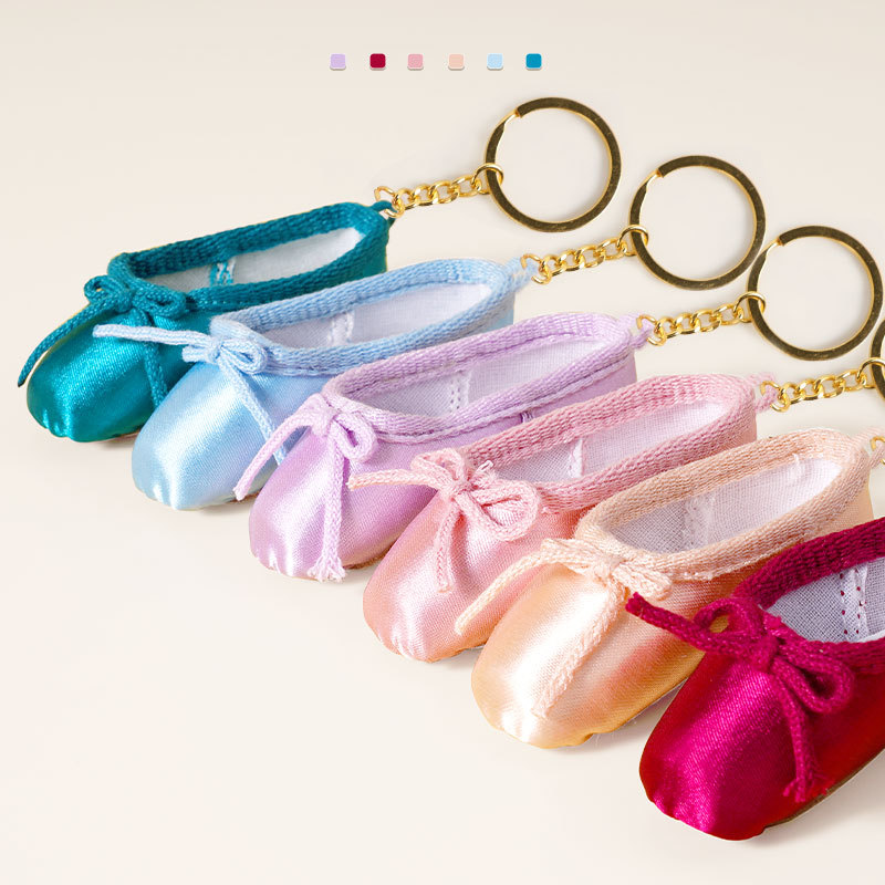 Handmade Mini Satin Pointe Shoes Keyring Ballet Shoes Keychain Ballet Accessories Ballet Charm Chain