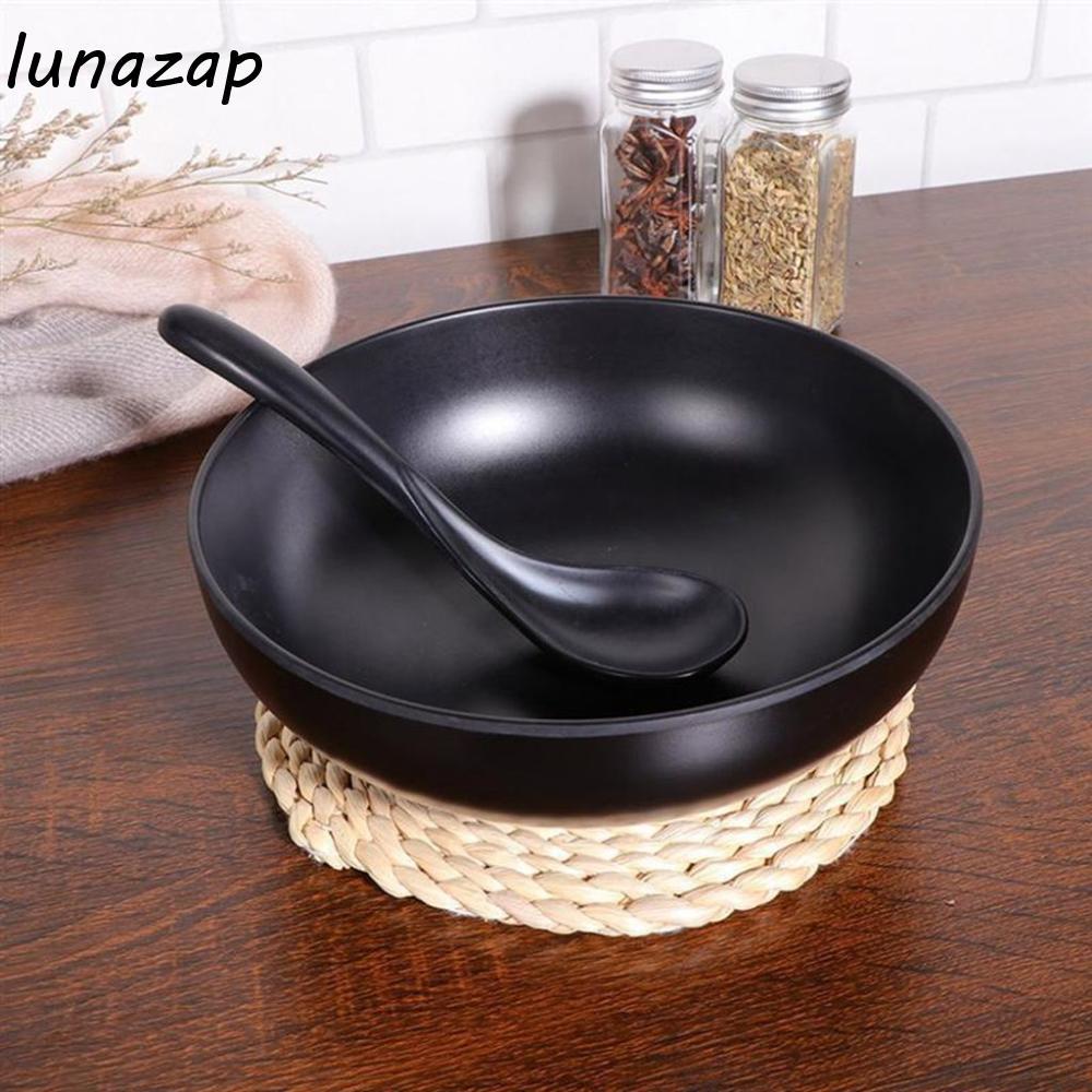 LUNAZAP Ramen Bowl ทําความสะอาดง่ายภาชนะอาหารที่บ้านสีดําสําหรับก๋วยเตี๋ยว,สลัด,Soup Fall Resistance