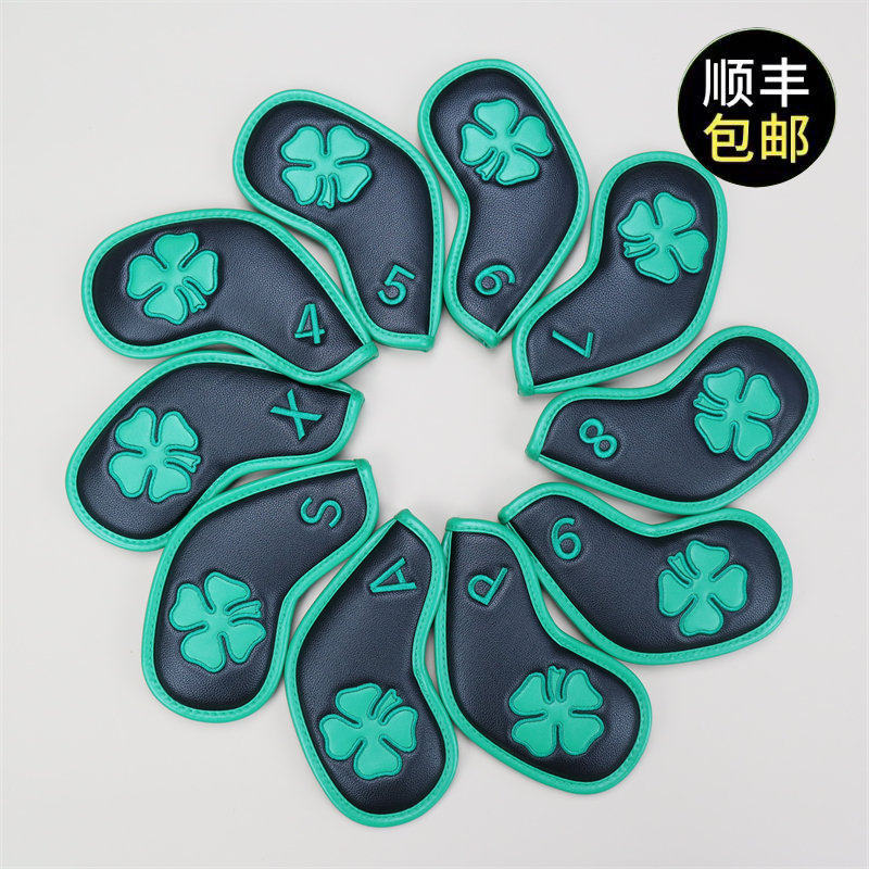 Lucky Four-Leaf Clover Unisex Universal Iron Cover Golf Club Cover Head Cover Ball Head Protective C