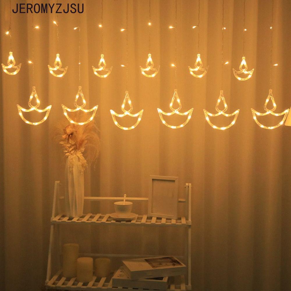 JEROMYZJSU Diwali Light, ปลั๊ก USB รูปหัวใจผ้าม่าน, ห้องสาว Brilliant Night Happy Diwali String Ligh