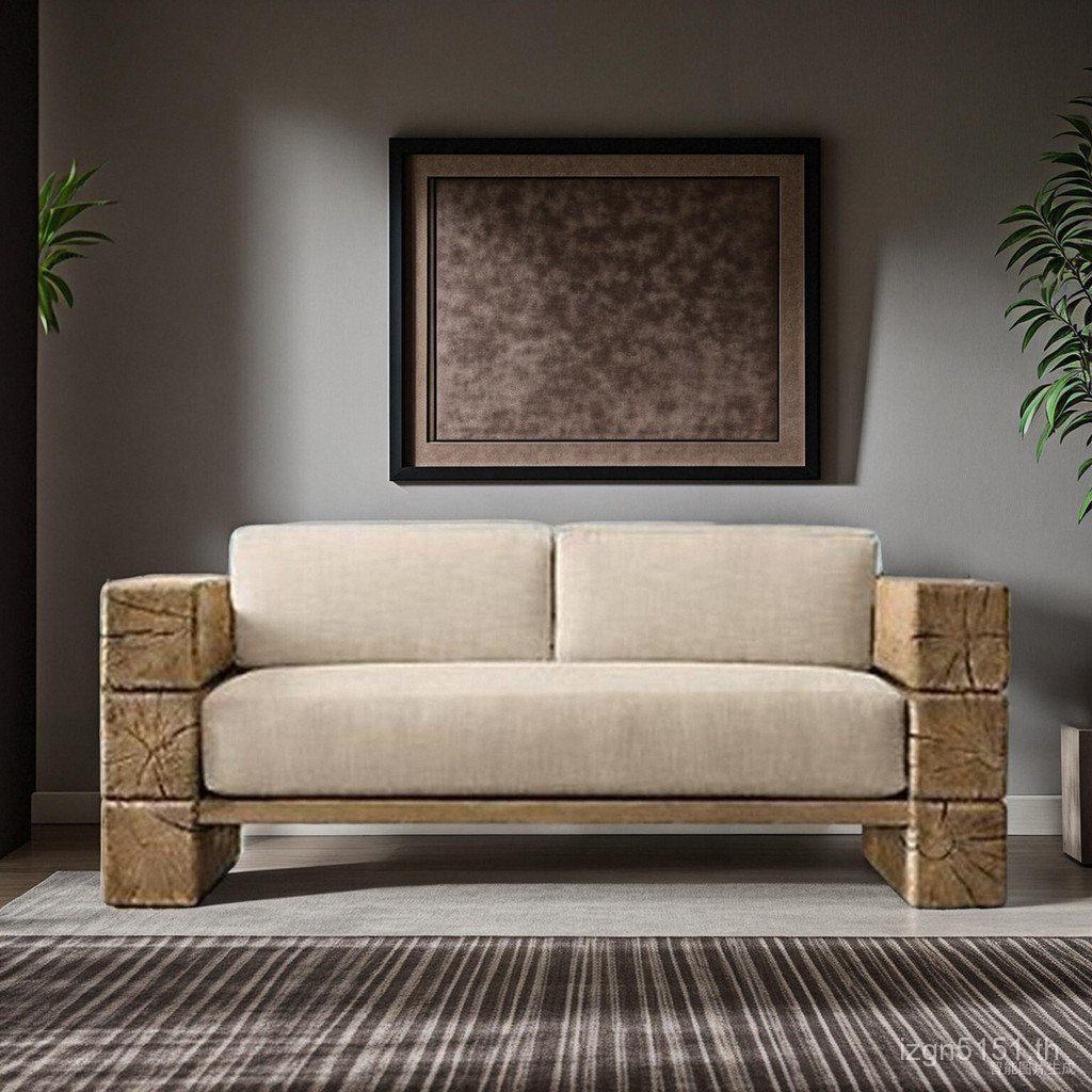 Log โซฟาไม้เนื้อแข็งรวมกัน Log โซฟา B & B เรียบง่ายทันสมัย Villa โซฟาเก้าอี้ผู้ถือบัตร WN3Y