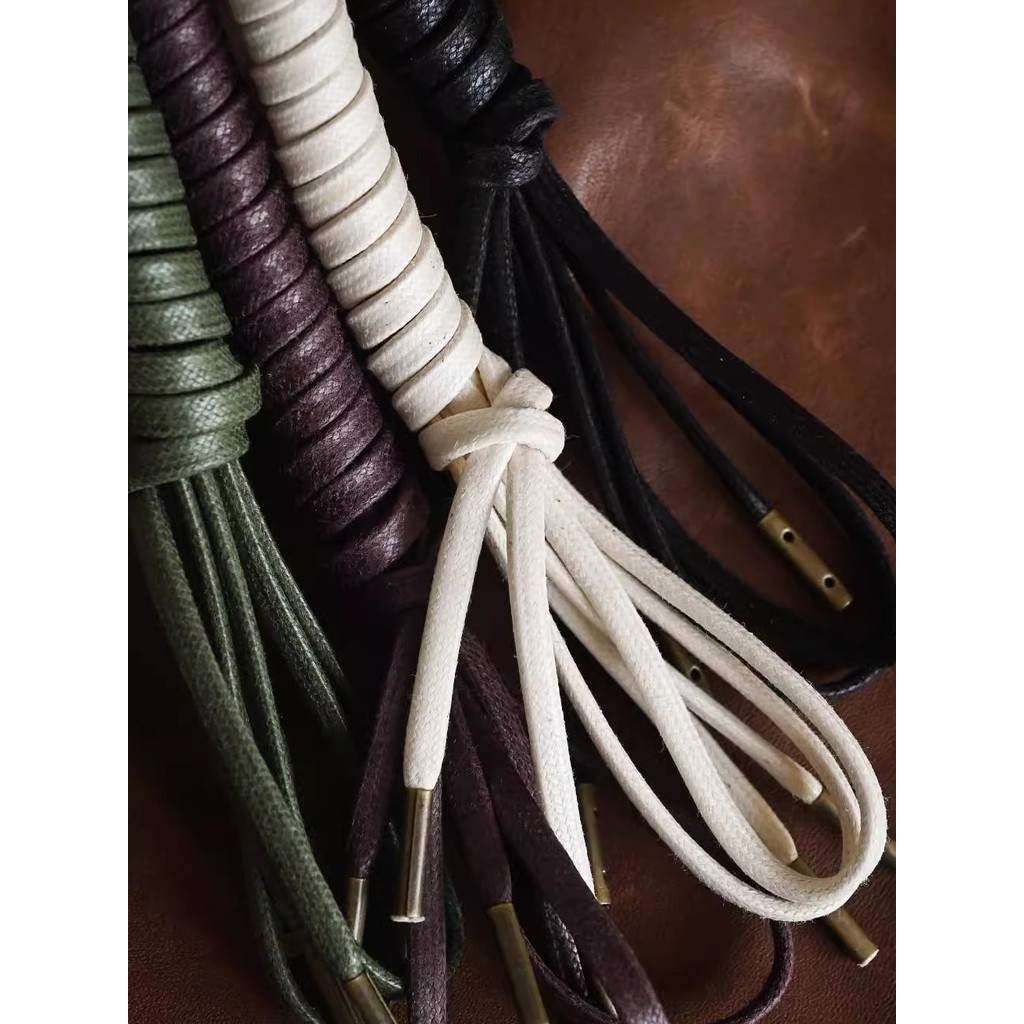 เชือกรองเท้า เชือกรองเท้ากลม American Retro High-Top Boots Wax Flat Shoelaces Alden/Converse/German 