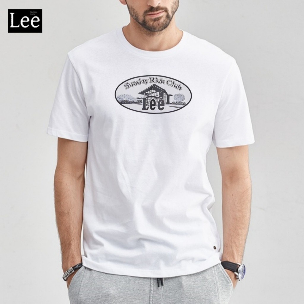 KATUN Lee เสื้อยืดผ้าฝ้าย 100% สําหรับผู้ชายเสื้อยืดแขนสั้นผ้าฝ้ายแท้ดีไซน์วงรี Lee Factory