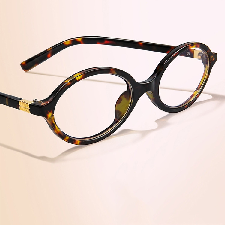 แว่นสายตา   กรอบรูปวงรี  ดีไซน์ลายเสือดาว  สไตล์เรโทร  กรอบรูปวงรี y2k   มีหลายสีให้เลือก ช่วยปรับรูปหน้า - รูปที่ 4