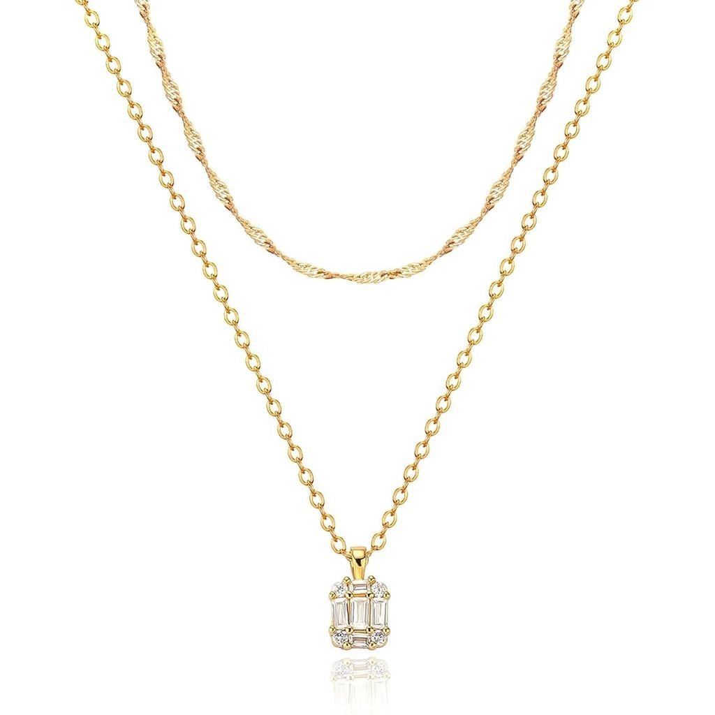 Zeffy สร้อยคอดีตี้ 18K Gold Plated กับ CZ เพชร สไตล์เรียบหรู อินเทรนด์ ของขวัญสำหรับเธอ