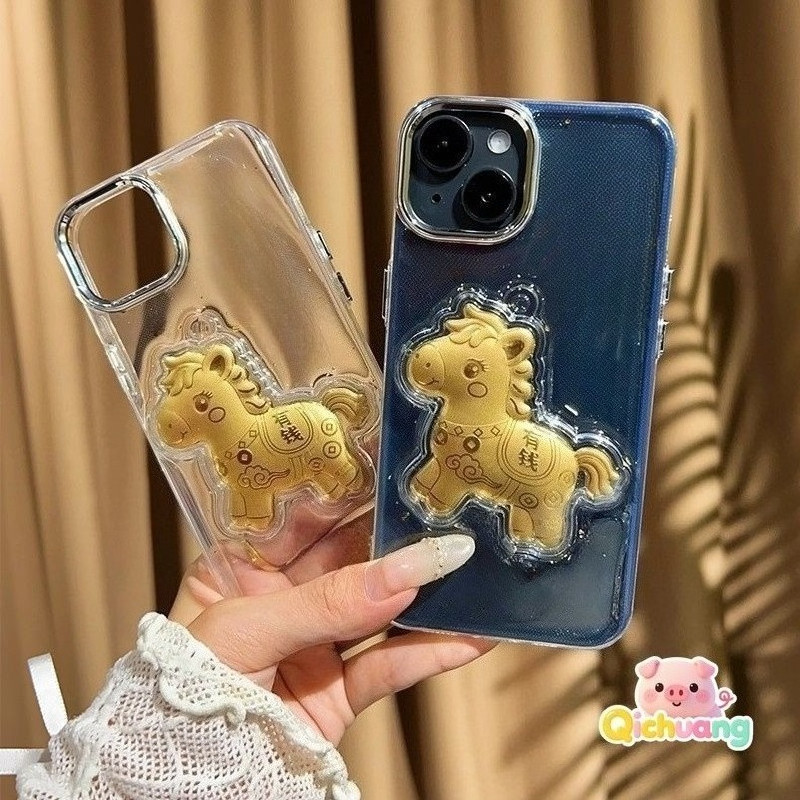 3D Gold HorseสําหรับVivo V60 V50 V40 V40E V30E V30 V29 V27E V29E V25E V23E V21E V20 X8 T4 T4X T3X T3