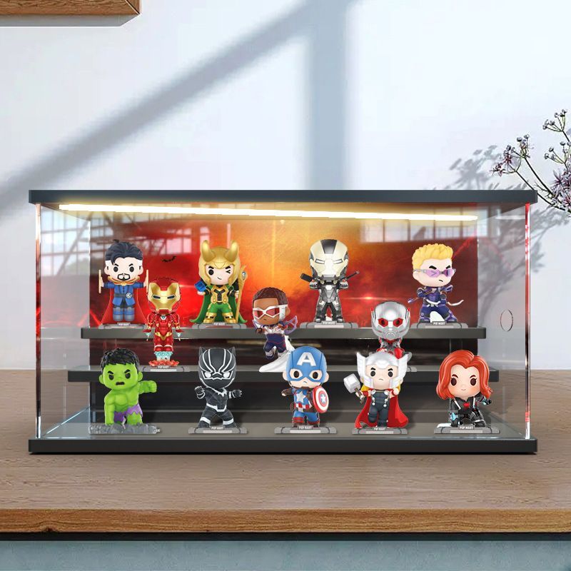 POPMART Bubble Mart Marvel Avengers Series กล่องเก็บของเล่นทํามือกล่องแสดง