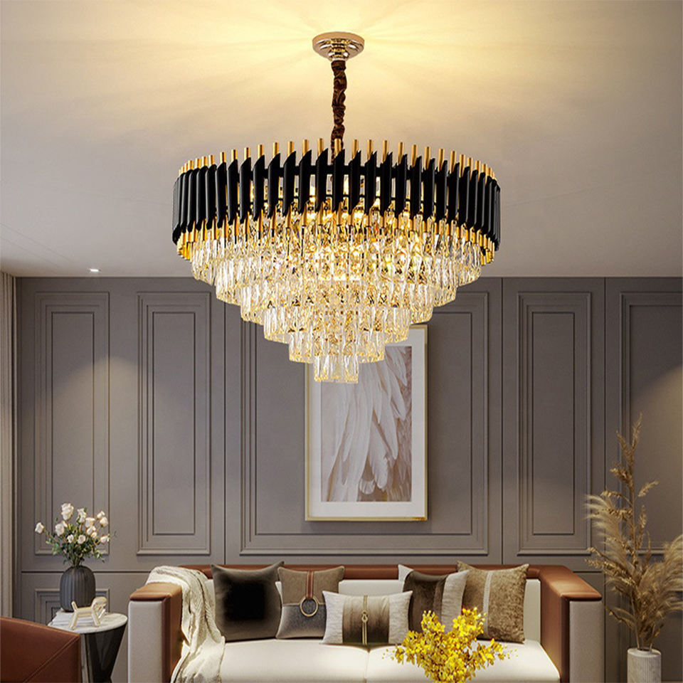 Vintage Living Room Crystal Chandelier Black Luxury Hotel Lobby Chandelier Nordic Light Luxury Bedro