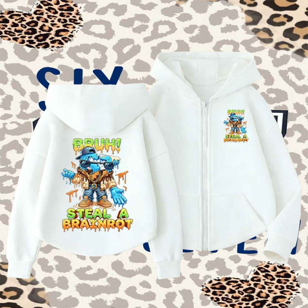 【เด็ก เสื้อฮู้ด】 ROBLOX SIX SEVEN 67 Graphic Kids Hooded Zip-Up Sweatshirt Trendy Style 120-150cm