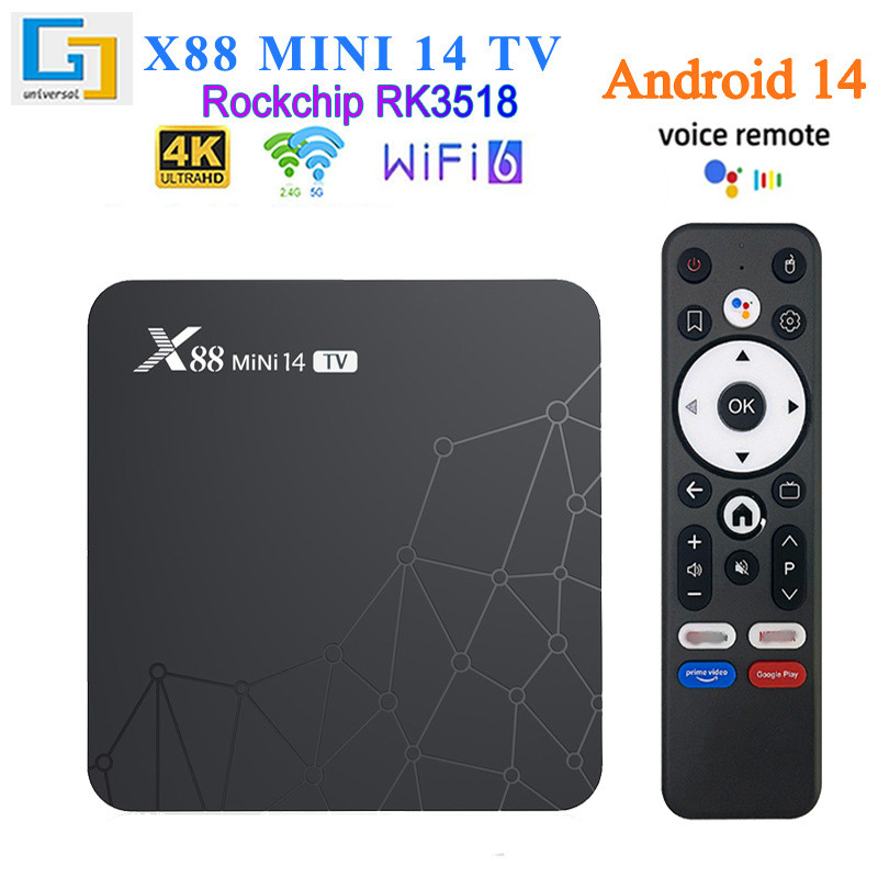 Cross-Border X88 mini 14 TV Set Top box Android 14WIFI6 กล่องทีวี 4K HD กล่องทีวีขายส่ง