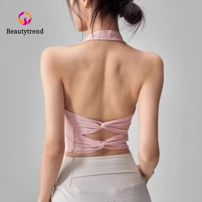 สปอร์ตบรารัดหน้าอกแบบ halter knot กระชับรูปร่าง ระบายอากาศได้ดี สำหรับออกกำลังกายโยคะ พิลาทิส
