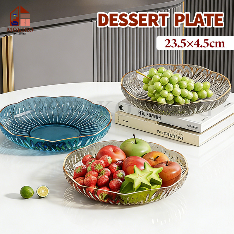 SGDessert Plate Luxury Fruit Plate แผ่นพลาสติกใสหนา PET Cake Snack Nut Food Plates