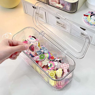 12ชิ้น กล่องเก็บอะคริลิ ใสใส อวัยวะที่มีปก กรณีขนาดเล็ก สร้อยข้อมือผู้ถือเครื่องประดับ ปุ่มออแกไนเซอร์ เล็บอุปกรณ์เสริมกรณี เพชรลูกปัดแสดง กล่องเก