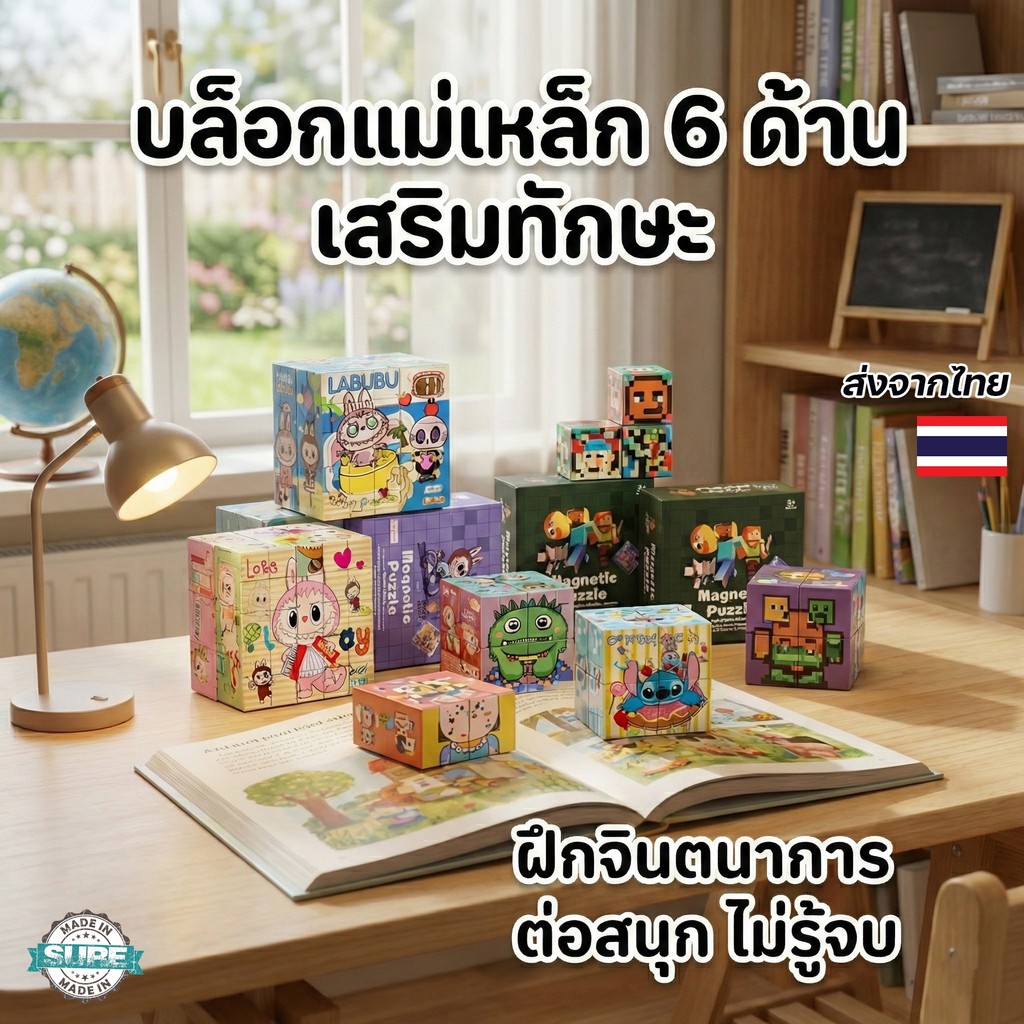 บล็อกแม่เหล็กตัวต่อ 25 ชิ้น รูปแบบ 6 ด้าน Magnetic Cube ของเล่นเสริมทักษะ พัฒนาสมองและความคิดสร้างสรรค์