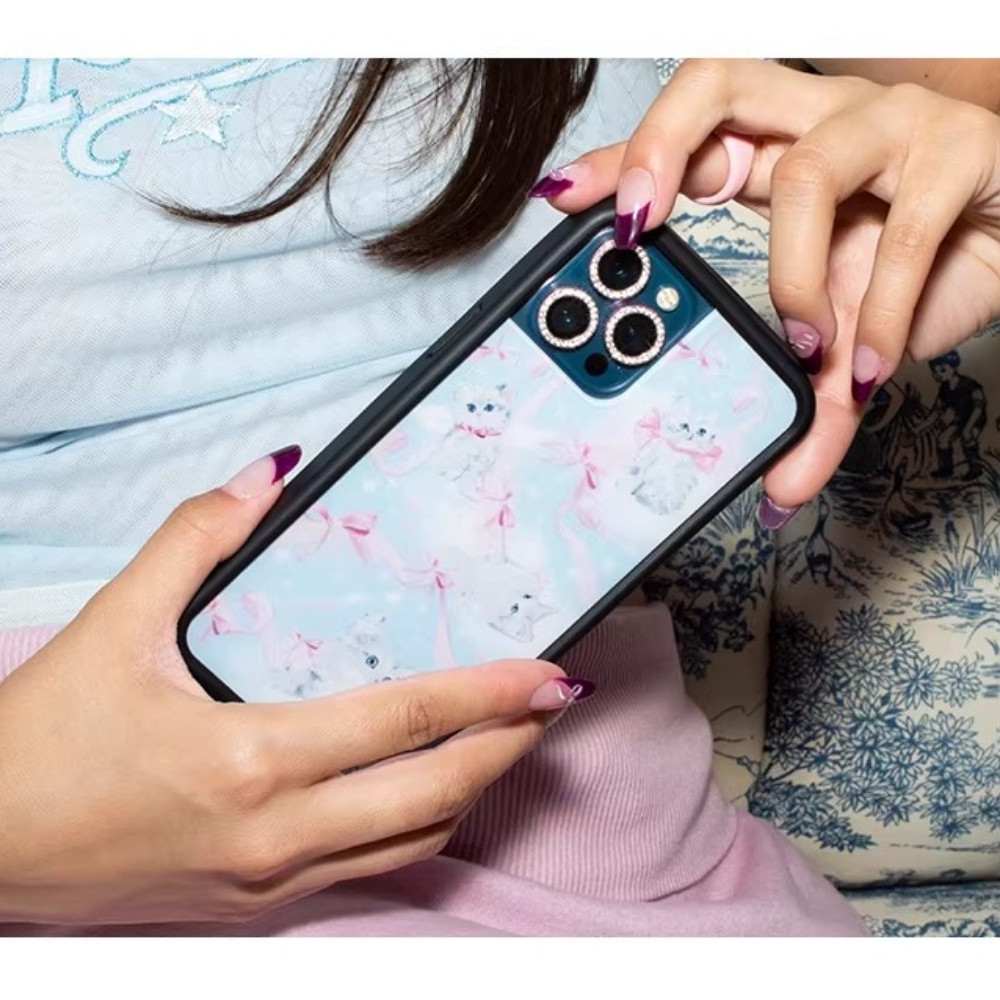 ลูกแมวรอบดอกไม้ป่าแมวน่ารักแฟชั่น WF เคสโทรศัพท์สําหรับ iPhone 17 Air 16 15 14 13 12 17 Pro Max 14 15 16 Plus ในตัว Flannel Shell ปลอกกันกระแทก - รูปที่ 3