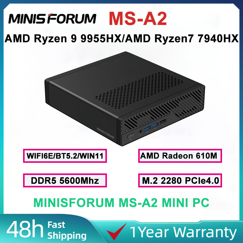 MINISFORUM MS-A2 MINI PC AMD Ryzen 9 9955HX/AMD  7 7940HX DDR5 5600Mhz 3 M.2 PCle 4.0 NVMe SSD WIFI6