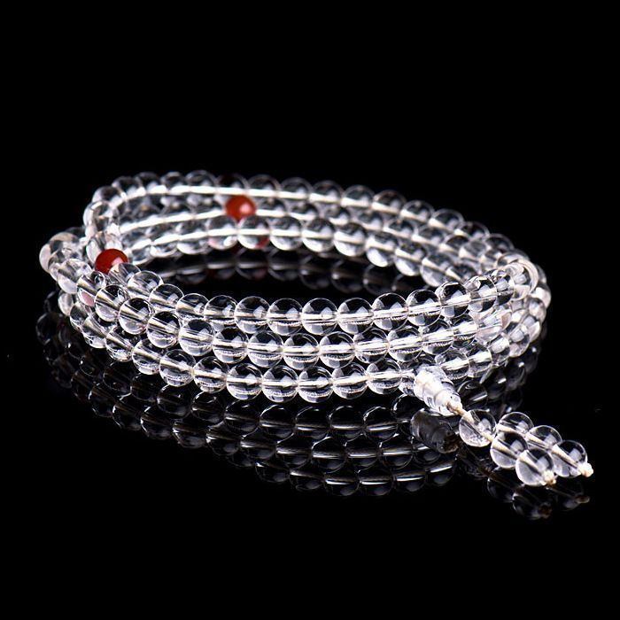 TB Spot Goods#Natural White Crystal108White Crystal Buddha Beads Bracelet with Multiple Strands108Re