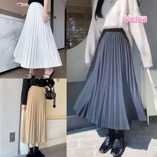 ส่งจากไทยทุกวัน กระโปรงยาวพลีทอัดจีบทรงสวย กระโปรง พลีท เอวส…