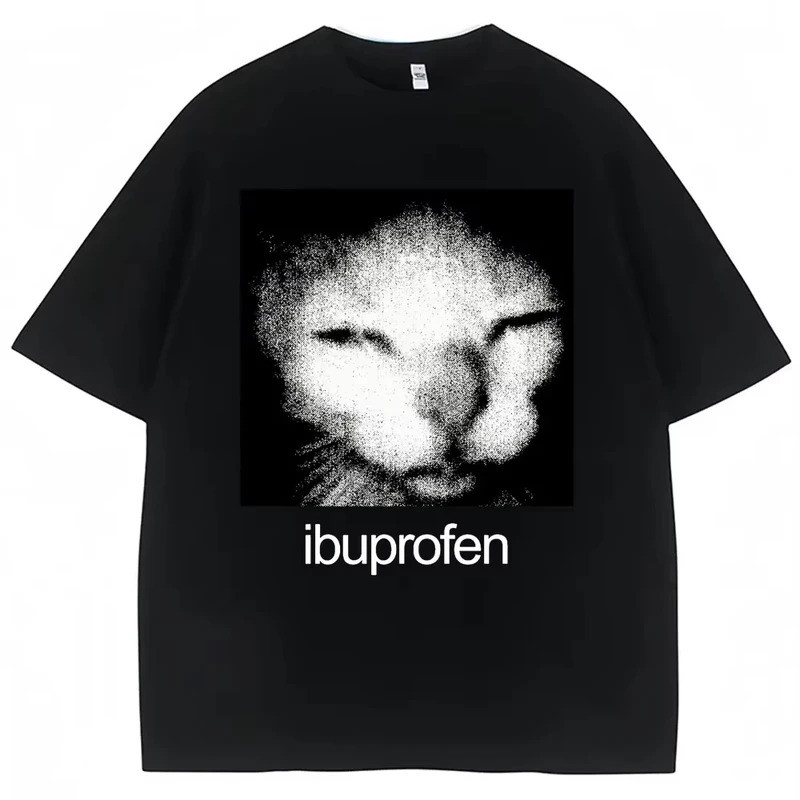 2026 Vintage Funny Ibuprofen Cat Meme Graphic T Shirt Women Humor Fashion T Shirts  Casual Streetwea