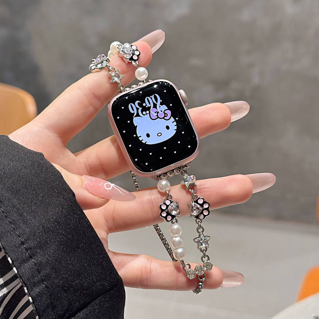 S10 เหมาะสําหรับ Apple S11 นาฬิกา 987SE รุ่น iwatch Cat Claw สายโซ่มุก Xiaomi 9PRO Huawei gt6