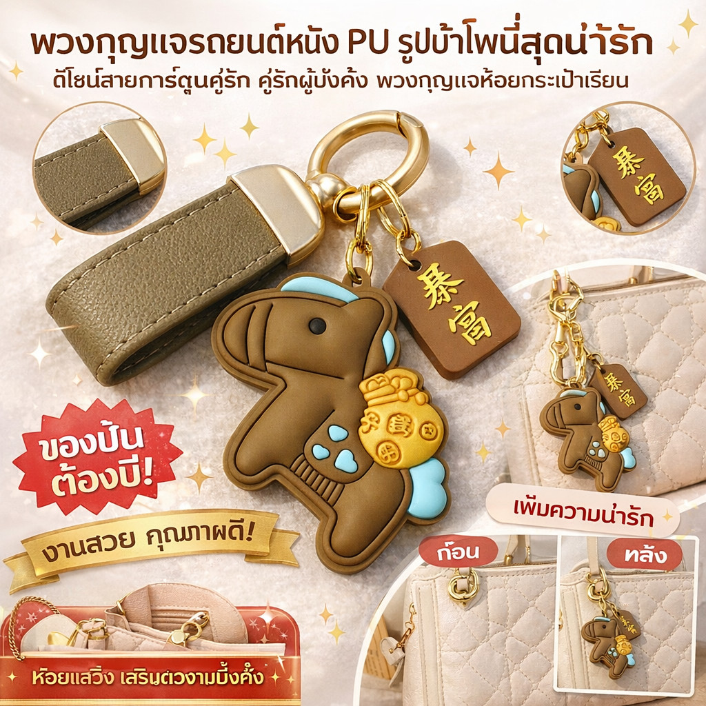 【น่ารัก/โชคลาภ/ของขวัญคู่รัก】กุญแจรถรูปม้าน่ารัก เครื่องประดับกระเป๋า/เสน่ห์นำโชค/ของขวัญเล็กๆ