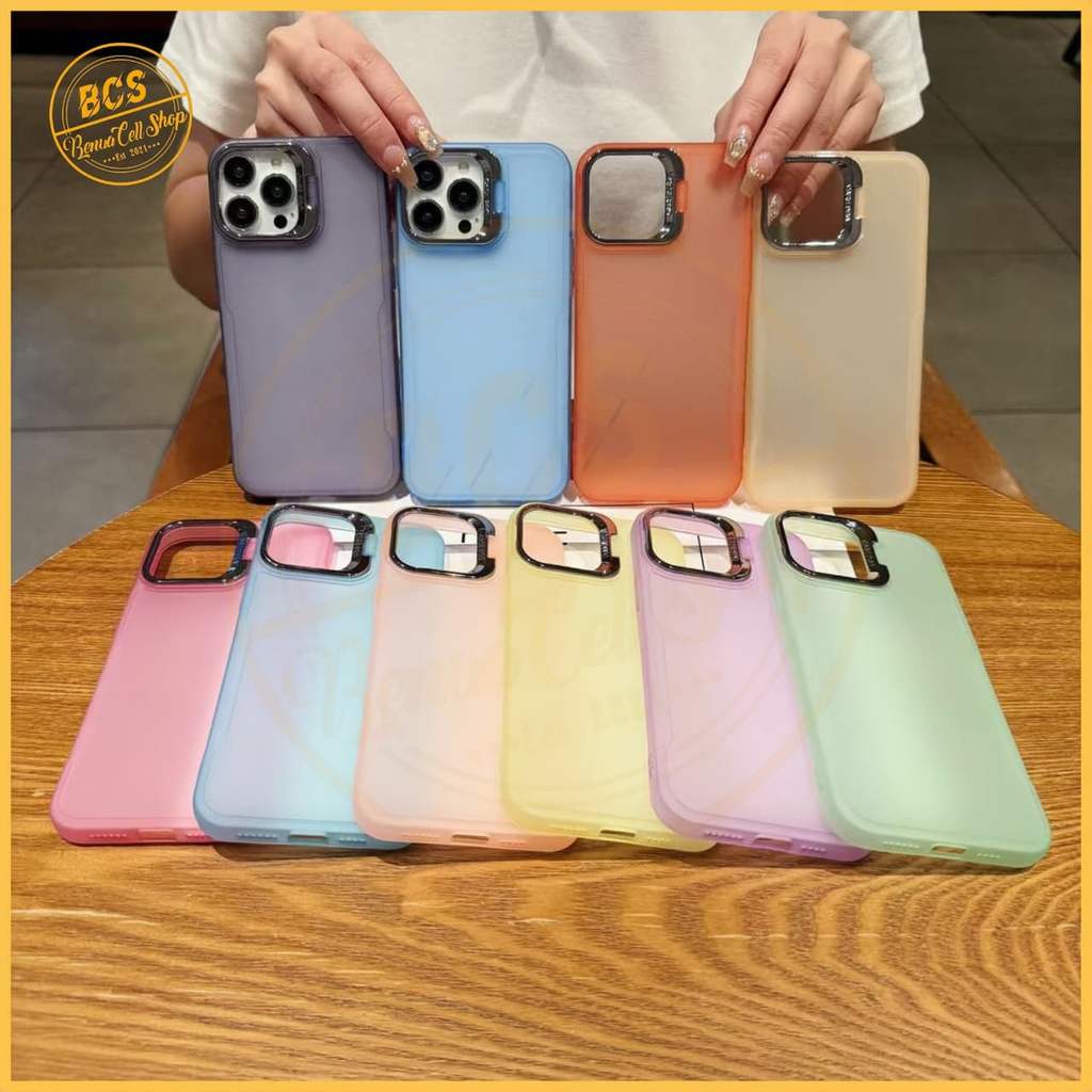 BCS - SOFTCASE CHROMATIC MATTE + กล้องยืนสําหรับ OPPO A57 A77S A5S A7 A11K A12 A6 PRO A60 A74 A95 A3