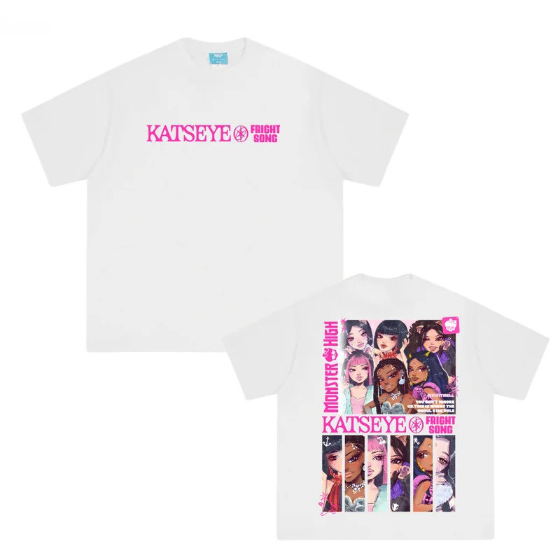 KEMEJA KATSEYE เสื้อยืดมังงะสไตล์ใหม่แนวโน้มผ้าฝ้าย 100% TEEเสื้อคุณภาพสูงสาวเกาหลีกลุ่มลําลองO-คอRo