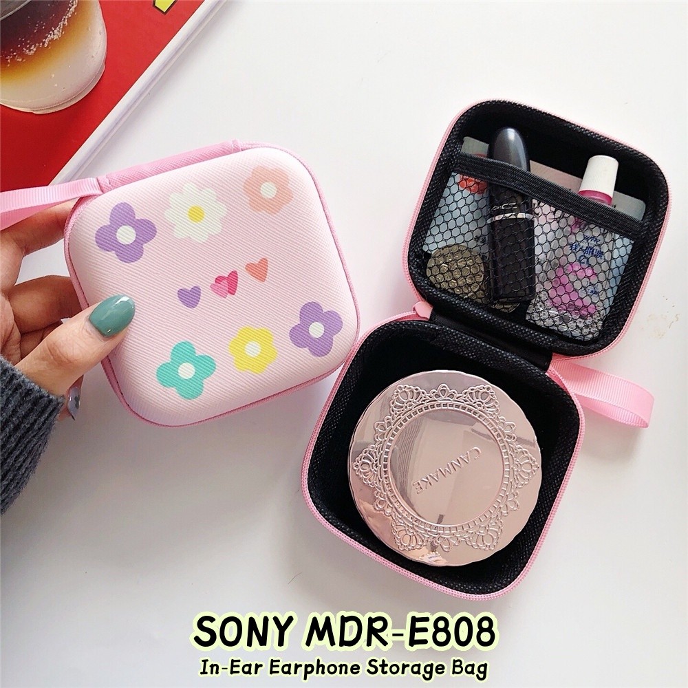 หูฟัง Sony MDR-E808 แบบใส่ในหู ดีไซน์การ์ตูนน่ารัก มีกระเป๋าเก็บคล้องคอ