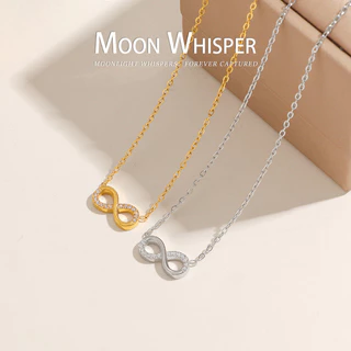 สร้อยคอสแตนเลสInfinity Stonesสำหรับผู้หญิง เคลือบทอง18K ไม่เป็นสนิม ไร้สารระคายเคือง