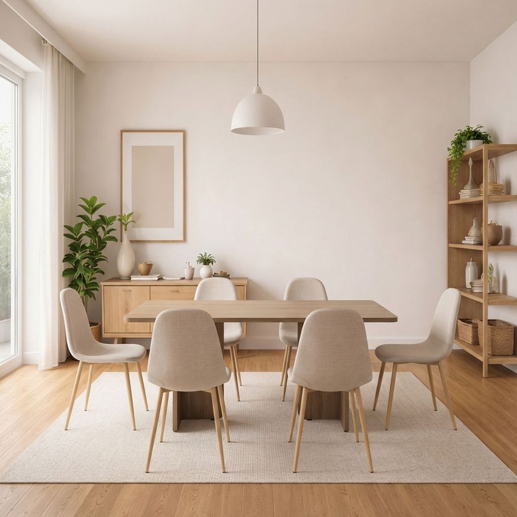 SB Design Square SET PABLO Dining Table & LASTA สีครีม Chair Light Wood แบรนด์ SB DESIGN SQUARE