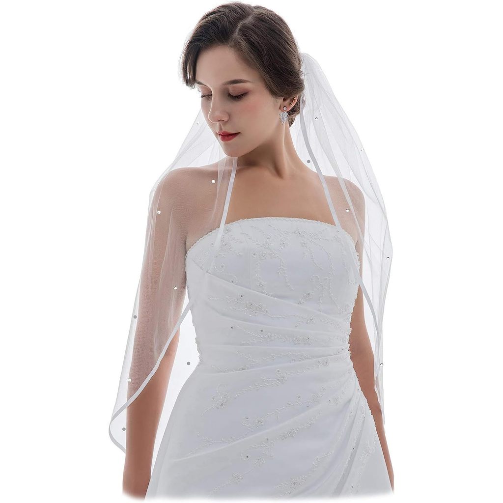 婚礼新娘头纱风单层简约面纱婚纱服饰配带头梳Wedding Bride Veil Style Single Layer Simple Veil Wedding Dressbzwdkg1234配饰旗舰店2